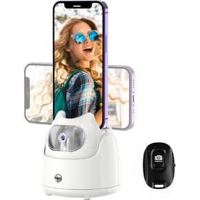 Auto Face Tracking Tripod - 360° Rotation Auto Tracking Phone Holder, No App, Phone Camera Mount with Remote and Gesture Control, Battery Operated Smart Shooting Holder for Live Vlog Tiktok(Black)