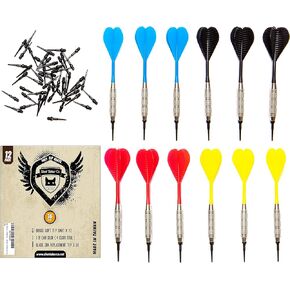 Soft Tip Darts Set |12 pc Bar Darts | 50 Extra Black 2BA Tips | 3 of Each Color| Fun Darts for 4 Players on Electronic/Plastic Dartboard
