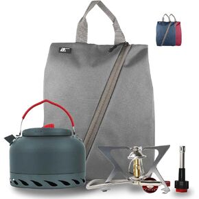 Backpack Cooking Kit Camping Set Ultralight up to 6 Person, F-Rapido Easy Store Coffee Pot, Portable Travel Burner Stove, In a Waterproof Convenient Carrying Sack Case. Small Light Compact for Boiling Water Coffee Tea. Outdoor, Hiking & Picnic Cookware