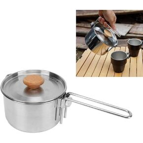 Camping Tea Kettle Camping Kettles for Boiling Water Stainless Steel Portable Camping Pot with Foldable Handle for Picnic Hiking 1L