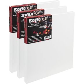 SoHo Urban Artist ثقيل الوزن 20x24 قماش قطني ممتد 3 عبوات بعمق 1.5 بوصة - قماش ثلاثي الطبقات مثالي للطلاء الأكريليكي والزيتي، قماش قطني 100% مع إطار ممتد من الصنوبر، قماش فني ممتاز