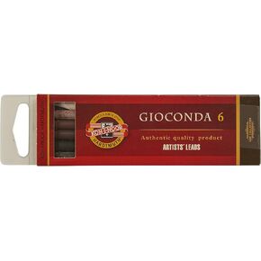 Koh-I-Noor Gioconda Artists' Leads for Lead Holders, Light Brown Sepia, 5.6mm x 80mm, Box of 6 (FA5353BRO)