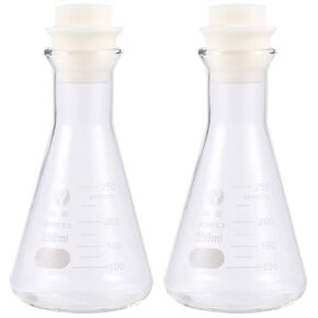 2 pcs lab Flask Conical Flask for Chemistry for Flask with Stopper Vacuum Flask Glass Beaker Glassware erlenmeyer Flask 2000ml Plastic Test Tubes with Cover Student Drinking Bottle