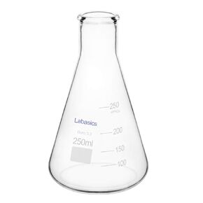Glass Narrow Mouth Erlenmeyer Flask, Borosilicate Glass Heavy Wall Flask with Heavy Duty Rim, 500 ml