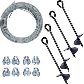 Tie Down 59070 Galvanized Cable (Includes 4 Anchors, 8 Clamps, 50 Feet Galvanized Cable) , Black