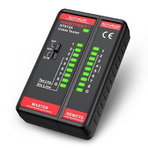 HT812A Network Cable Tester with RJ45 RJ11 Port,Fast/Slow Gear Ethernet Cable Tester,60V Cable Telephone Line Continuity Test for CAT5/CAT5E/CAT6/CAT6A, UTP/STP Network Test Tool