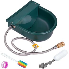 Automatic Livestock Waterer with Float Valve Auto Fill Animal Dog Drinking Water Bowl Dispenser Feeder for Horse Cow Cattle Goat Pig Chicken with 2 pcs Float Valves,Cleaning Brush,Quick Connector Kit