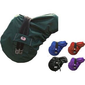 Majestic Ally Nylon Waterproof Fleece Lined Ride On English Saddle Cover-Multiple Color (Black)