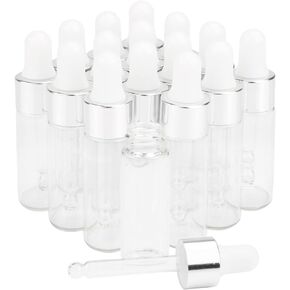 15 Pcs Clear Glass Dropper Bottles Essential Oil Bottles Refill Sample Vials Aromatherapy Perfume Liquid Glass Bottles With Eye Dropper&Silver Lids (1ml)