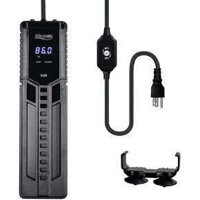 Fish Tank Heater, Aquarium heater 60-120 Gallon Aquarium Heater with Digital Temp Controller Shatterproof Titanium Tube 500W 800W Submersible Fish Tank Heater for Freshwater(Black)