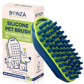 Dog and Cat Massage Brush, Dog Bath Brush with Removable Screen, Soft Silicone Bristles for Gentle Grooming for Pet, Curry Comb for Washing, Brushing for Short, Medium and Long Haired Pets