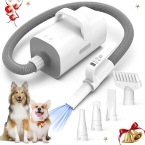 Dog Dryer,4 in 1 Dog Hair Dryer with Smart Handle, 90m/s High Velocity Negative Ion Dog Blow Dryer, Adjustable Airflow Speed and Temperature Pet Dryer for Dog Cat