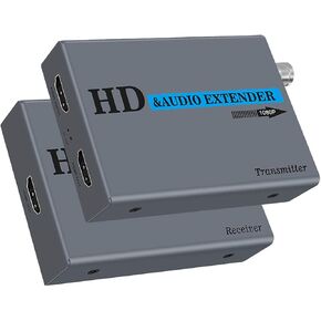 HDMI Extender Over Coaxial Cable(RG6/RG7/RG11) HDMI Transmitter and Receiver Support 1080P Up to 500m/1640ft Lossless No Delay HDMI Over Coax Extender for TV Projector