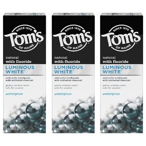 Tom's of Maine Luminous White Toothpaste With Charcoal, Wintergreen, 4 oz. (Packaging May Vary)