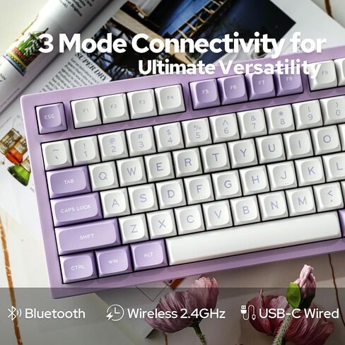 EPOMAKER x Feker Galaxy80 Gaming Keyboard, Aluminum Alloy Wireless Mechanical Keyboard, BT5.0/2.4G/USB-C Gasket-Mounted Keyboard, Hot Swappable, NKRO Creamy Keyboard (Black, Marble White Switch) in Kuwait