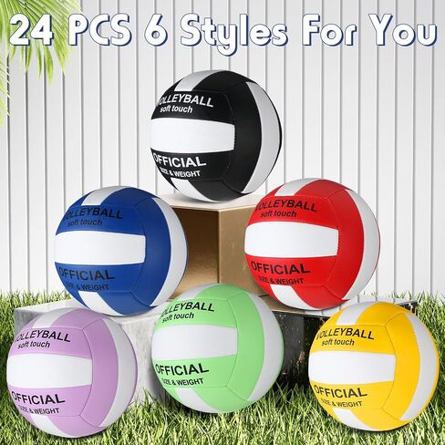 24 Pcs Volleyball Official Size 5 Bulk Soft Recreational Volleyball Training Volleyball Beach Play Volleyball with 4 Pump for Beginner Teenager Outdoor Indoor Competitive Gift Supplies in Saudi Arabia