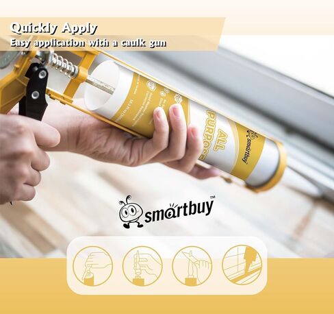 Smartbuy جميع الأغراض مادة مانعة للتسرب من السيليكون الشفاف بنسبة 100% ولاصق لمواد البناء والطوب الزجاجي، وخرطوشة مقاومة للماء عديمة الرائحة سعة 10.1 أونصة in Kuwait