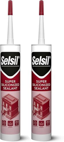 مادة مانعة للتسرب من الأكريليك السيليكوني من SELSIL قابلة للطلاء باللون الأبيض، مادة مانعة للتسرب مقاومة للماء، 10.1 أونصة أو 300 مل (2) in Kuwait