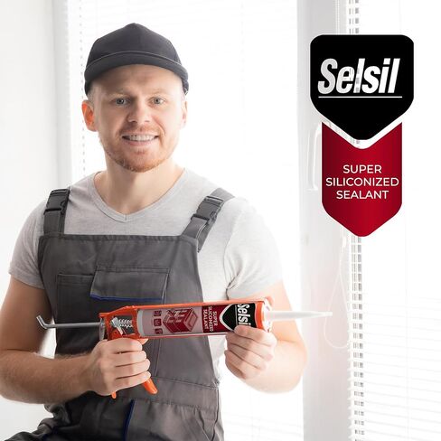 مادة مانعة للتسرب من الأكريليك السيليكوني من SELSIL قابلة للطلاء باللون الأبيض، مادة مانعة للتسرب مقاومة للماء، 10.1 أونصة أو 300 مل (2) in Kuwait