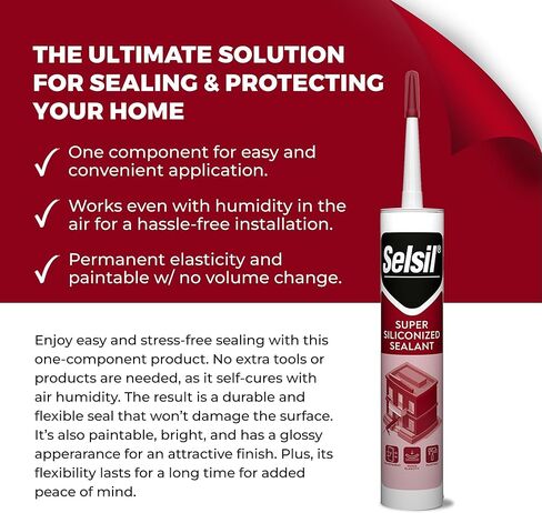 مادة مانعة للتسرب من الأكريليك السيليكوني من SELSIL قابلة للطلاء باللون الأبيض، مادة مانعة للتسرب مقاومة للماء، 10.1 أونصة أو 300 مل (2) in Kuwait