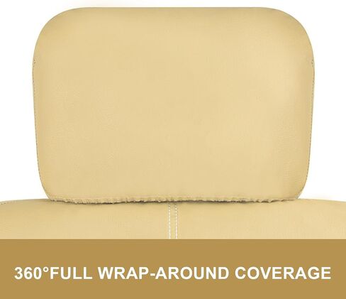 Faux Leather Car Seat Covers，Automotive Bucket Seat Covers，Leather Low Back Auto Seat Covers for Cars, Trucks, Jeep, Van, SUV, Pickup, Airbag Compatible（Front Seat，Beige） in Saudi Arabia