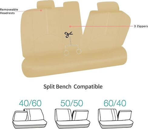 Faux Leather Car Seat Covers，Automotive Bucket Seat Covers，Leather Low Back Auto Seat Covers for Cars, Trucks, Jeep, Van, SUV, Pickup, Airbag Compatible（Front Seat，Beige） in Saudi Arabia