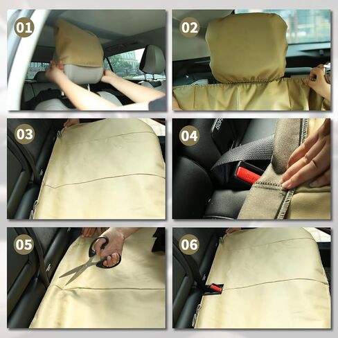Faux Leather Car Seat Covers，Automotive Bucket Seat Covers，Leather Low Back Auto Seat Covers for Cars, Trucks, Jeep, Van, SUV, Pickup, Airbag Compatible（Front Seat，Beige） in Saudi Arabia