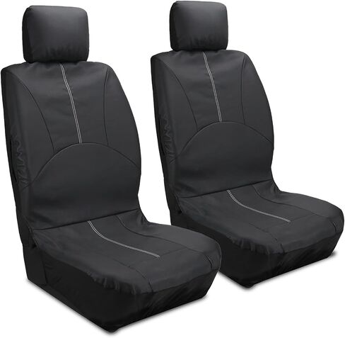 Faux Leather Car Seat Covers，Automotive Bucket Seat Covers，Leather Low Back Auto Seat Covers for Cars, Trucks, Jeep, Van, SUV, Pickup, Airbag Compatible（Front Seat，Beige） in Saudi Arabia