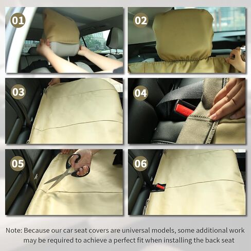 Faux Leather Car Seat Covers，Automotive Bucket Seat Covers，Leather Low Back Auto Seat Covers for Cars, Trucks, Jeep, Van, SUV, Pickup, Airbag Compatible（Front Seat，Beige） in Saudi Arabia