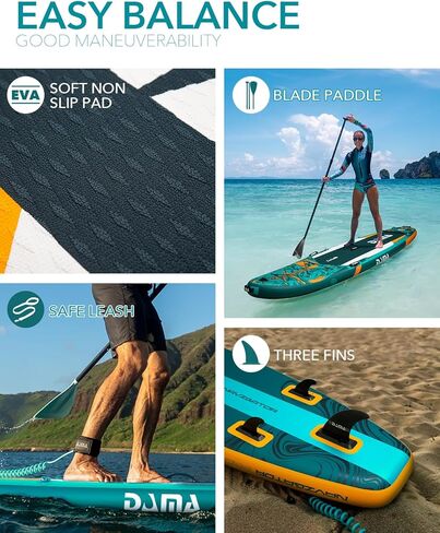DAMA 11'6"×35"×6" Extra Wide Inflatable Paddle Board, Stand Up Paddle Board for Fishing, Sup Board for Family Travel, All Round Paddle Boards for Adults for Sea Lake with Camera Mount in Kuwait