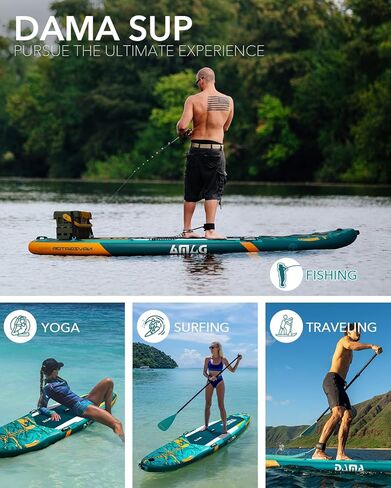 DAMA 11'6"×35"×6" Extra Wide Inflatable Paddle Board, Stand Up Paddle Board for Fishing, Sup Board for Family Travel, All Round Paddle Boards for Adults for Sea Lake with Camera Mount in Kuwait