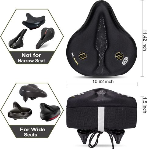 وسادة غطاء مقعد الدراجة من الجل - غطاء سرج دراجة مبطن سميك من الجل - وسادة مقعد دراجة ممتصة للصدمات لدراجات تمرين بيلوتون الثابتة والدراجات الجبلية ودراجات الطراد in Kuwait