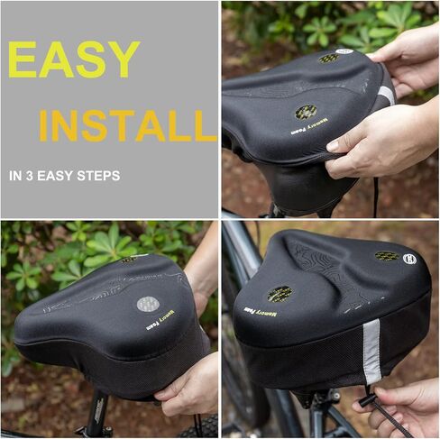 وسادة غطاء مقعد الدراجة من الجل - غطاء سرج دراجة مبطن سميك من الجل - وسادة مقعد دراجة ممتصة للصدمات لدراجات تمرين بيلوتون الثابتة والدراجات الجبلية ودراجات الطراد in Kuwait