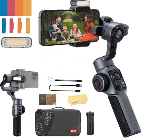 Zhiyun Smooth 5S Combo Zhiyun Smooth 5 Upgrade Vesion with Magnetic Fill Light Gimbal stabilizer for Smartphone,3-Axis Phone Gimbal for iPhone 14 13 12 11 Pro Max SE2 XS XR X 8 Plus Android Cell Phone in Saudi Arabia