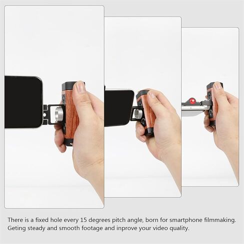 حامل مقبض كاميرا الهاتف مع مقبض خشبي، مقبض مثبت للهاتف المحمول للفيديو مع حذاء بارد للهواتف الذكية، مدونة فيديو لالتقاط الصور السيلفي ومقبض اليد، حامل للهواتف الذكية in Kuwait