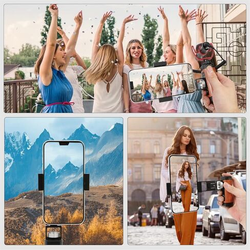 حامل مقبض كاميرا الهاتف مع مقبض خشبي، مقبض مثبت للهاتف المحمول للفيديو مع حذاء بارد للهواتف الذكية، مدونة فيديو لالتقاط الصور السيلفي ومقبض اليد، حامل للهواتف الذكية in Kuwait