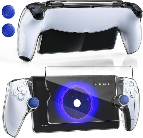 حافظة شفافة لمشغل Playstation Portal Remote Player، غطاء حماية شفاف من البولي كربونات 3 في 1 لوحدة تحكم Portal PS، مجموعة ملحقات حافظة واقية شاملة مع غشاء مقوى وأغطية قبضة الإبهام in Kuwait