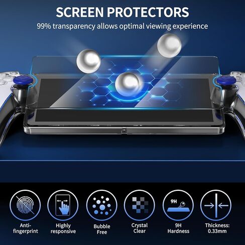 حافظة شفافة لمشغل Playstation Portal Remote Player، غطاء حماية شفاف من البولي كربونات 3 في 1 لوحدة تحكم Portal PS، مجموعة ملحقات حافظة واقية شاملة مع غشاء مقوى وأغطية قبضة الإبهام in Kuwait