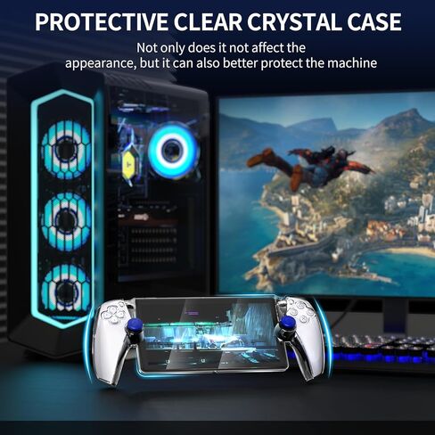 حافظة شفافة لمشغل Playstation Portal Remote Player، غطاء حماية شفاف من البولي كربونات 3 في 1 لوحدة تحكم Portal PS، مجموعة ملحقات حافظة واقية شاملة مع غشاء مقوى وأغطية قبضة الإبهام in Kuwait