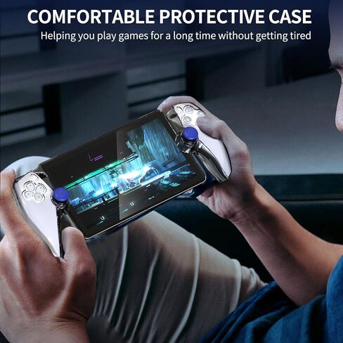 حافظة شفافة لمشغل Playstation Portal Remote Player، غطاء حماية شفاف من البولي كربونات 3 في 1 لوحدة تحكم Portal PS، مجموعة ملحقات حافظة واقية شاملة مع غشاء مقوى وأغطية قبضة الإبهام in Kuwait