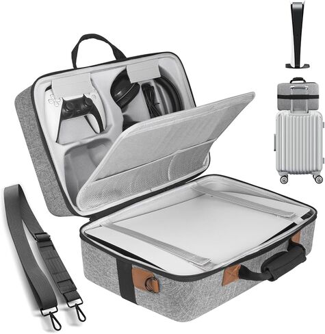 حقيبة حمل ذات غلاف صلب لجهاز PS5، حقيبة حمل واقية للسفر تناسب وحدة تحكم Playstation 5، حقيبة حمل لتخزين حقيبة السفر لإصدار قرص PS5 الرقمي، سماعة الرأس، الألعاب، الإكسسوارات in Kuwait