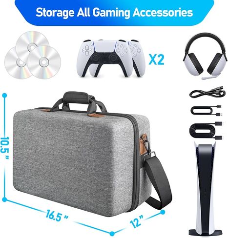 حقيبة حمل ذات غلاف صلب لجهاز PS5، حقيبة حمل واقية للسفر تناسب وحدة تحكم Playstation 5، حقيبة حمل لتخزين حقيبة السفر لإصدار قرص PS5 الرقمي، سماعة الرأس، الألعاب، الإكسسوارات in Kuwait