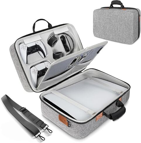 حقيبة حمل ذات غلاف صلب لجهاز PS5، حقيبة حمل واقية للسفر تناسب وحدة تحكم Playstation 5، حقيبة حمل لتخزين حقيبة السفر لإصدار قرص PS5 الرقمي، سماعة الرأس، الألعاب، الإكسسوارات in Kuwait