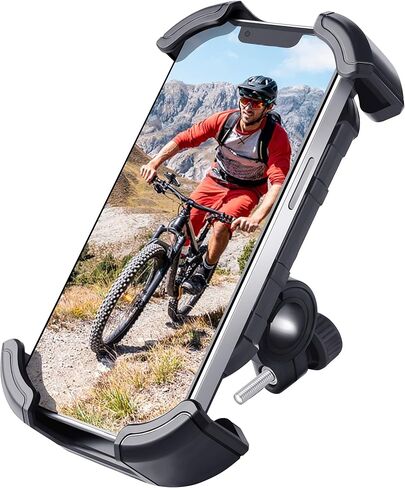 حامل هاتف للدراجة - حامل هاتف للدراجة النارية، دوران 360 درجة، قفل تلقائي، تركيب سريع، يعمل مع السكوتر وعربة الأطفال وما إلى ذلك وجميع الهواتف من 4.7 إلى 6.8 بوصة. in Kuwait