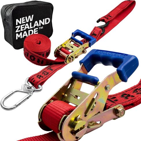 Loadfast Ratchet Tie Down Straps For Motorcycles | New Zealand Made Motorcycle Tie Down 1.5" x 8" Heavy Duty Dirt Bike Tie Down Straps with Soft Loop & Swivel Carabiner | 3,000lbs (2 Pack) Black Color in Saudi Arabia