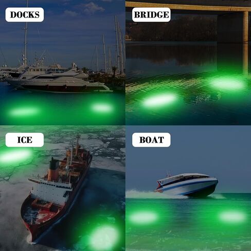 LED Night Fishing Light 12V 20W 108 LEDs IP68 Underwater Fishing Light, 1300 Lumens Green Submersible Fish Attracting Light with 5M Power Cord in Kuwait