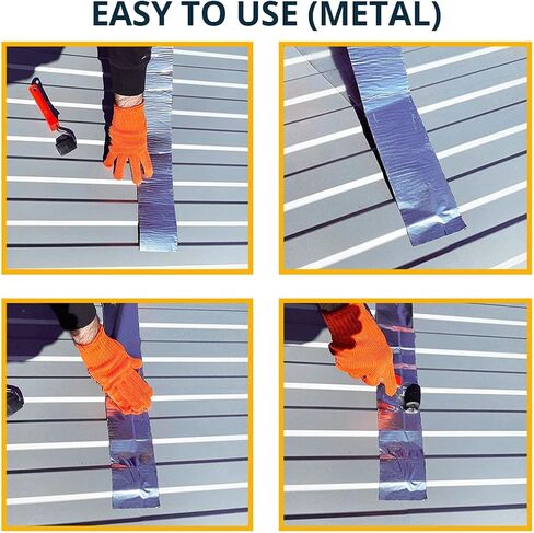 شريط إصلاح بوتيل مقاوم للماء من الألومنيوم مقاس 8 بوصات × 33 قدمًا شريط ختم RV لتسرب السقف للاستخدام الداخلي والخارجي، شريط إصلاح الأنابيب البلاستيكية HVAC، شريط ختم نافذة مكيف الهواء in Kuwait