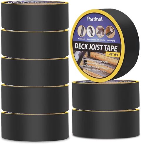 Deck Joist Tape 1-5/8" x 50' Butyl Joist Tape for Decking Flashing Tape Waterproof Weather Resistance Self-Adhesive Anti-Corrosion for Wood Joists and Beams (1-5/8'' x 50', 8 Pack) in Saudi Arabia