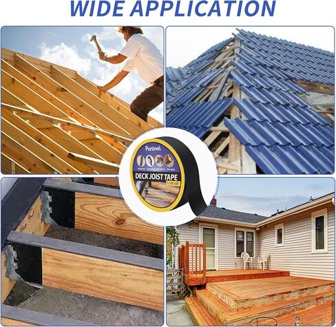 Deck Joist Tape 1-5/8" x 50' Butyl Joist Tape for Decking Flashing Tape Waterproof Weather Resistance Self-Adhesive Anti-Corrosion for Wood Joists and Beams (1-5/8'' x 50', 8 Pack) in Saudi Arabia