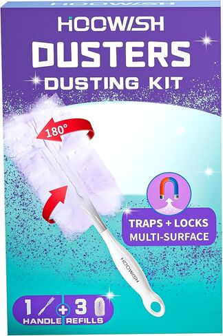 Microfibre dust Cleaner Set, Unscented Disposable Dusters for Cleaning, Contain 1 Handle and 3 Replacement Pads Refills in Saudi Arabia